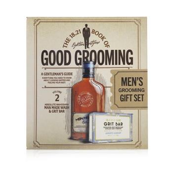 18.21 Man Made Book of Good Grooming Gift Set Volume 2: Absolute Mahogany (Wash 532ml + Grit Bar 198g ) 2pcs Men