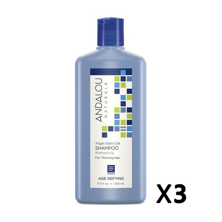 3x Andalou Naturals Argan Stem Cell Age Defying Shampoo 340ml