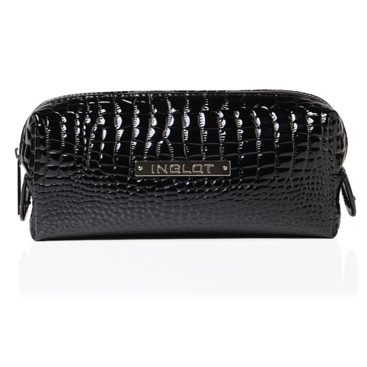 Cosmetic Bag Crocodile Leather Pattern Black Small (R24393)
